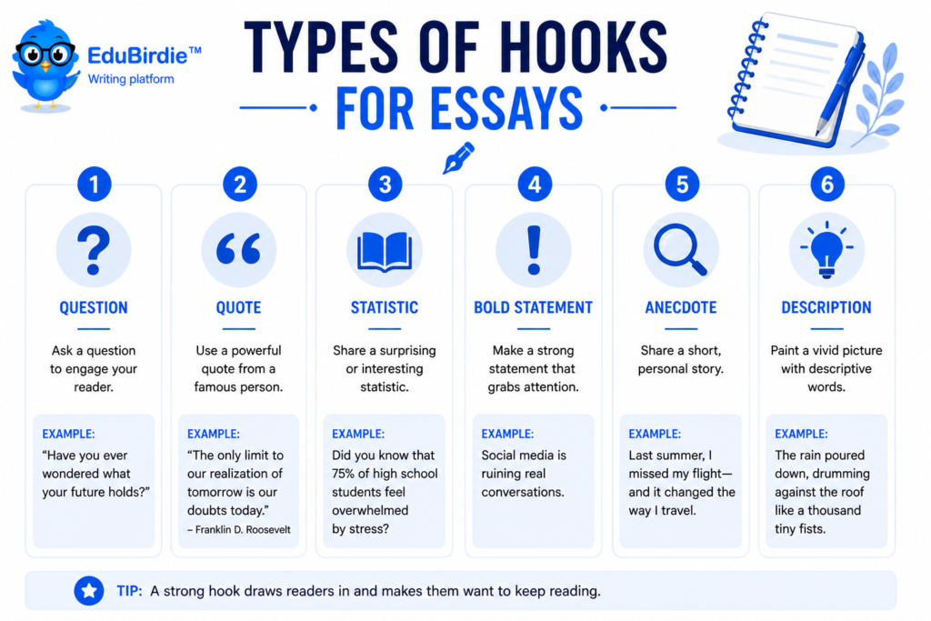 types of hooks for essays