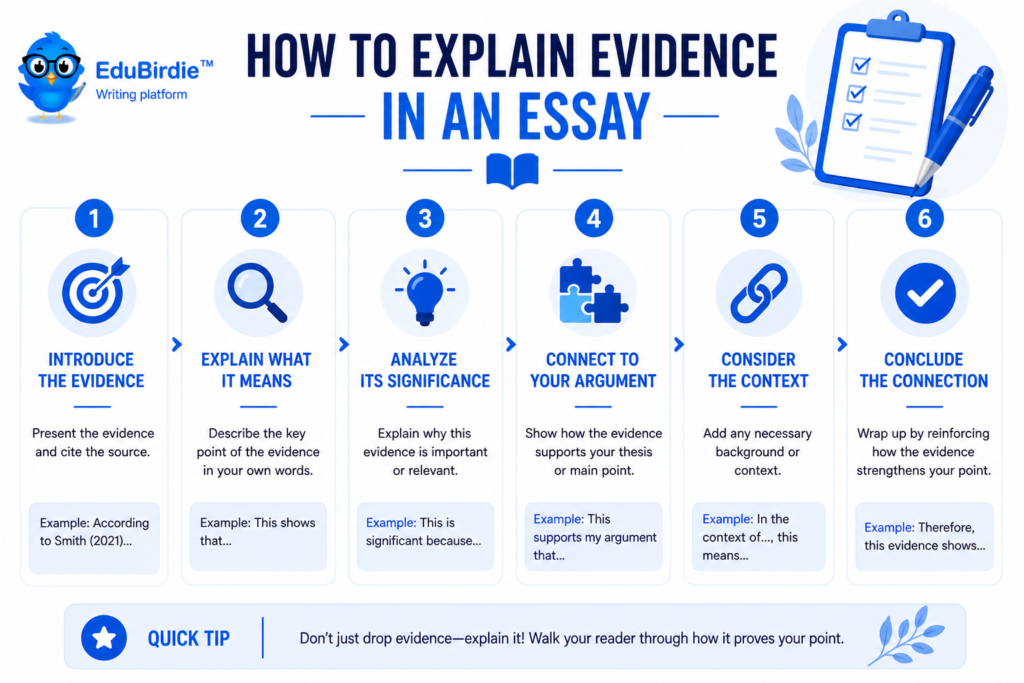 how to explain evidence in an essay