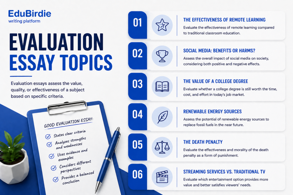 evaluation essay topics