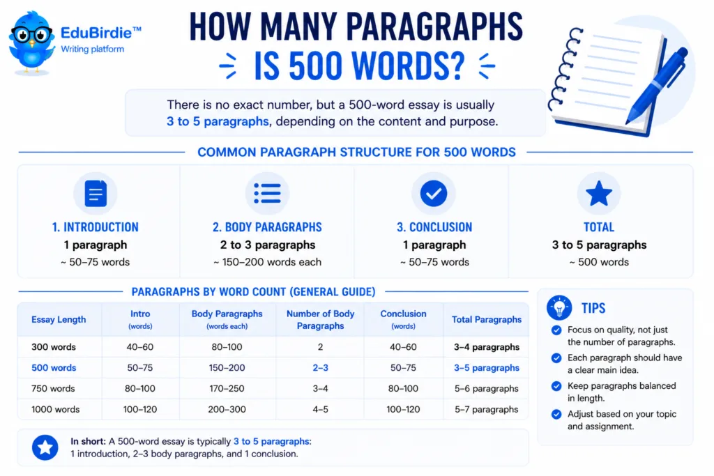 how many paragraphs is 500 words