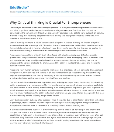Why Critical Thinking Is Crucial For Entrepreneurs