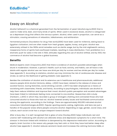 Essay on Alcohol