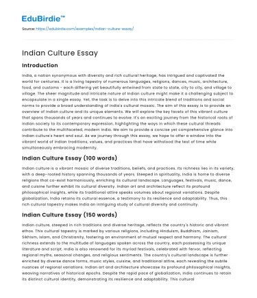Indian Culture Essay