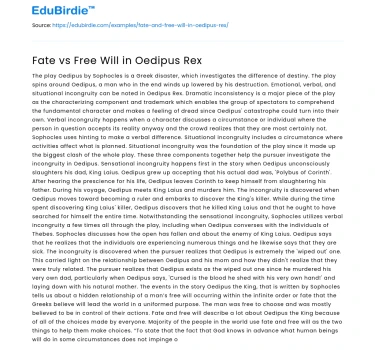 Fate vs Free Will in Oedipus Rex