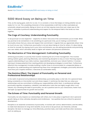 5000 Word Essay on Being on Time