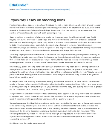 Expository Essay on Smoking Bans