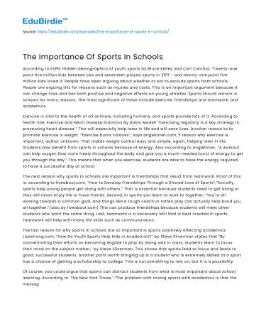 The Importance Of Sports In Schools