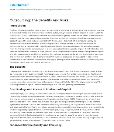 Outsourcing: The Benefits And Risks