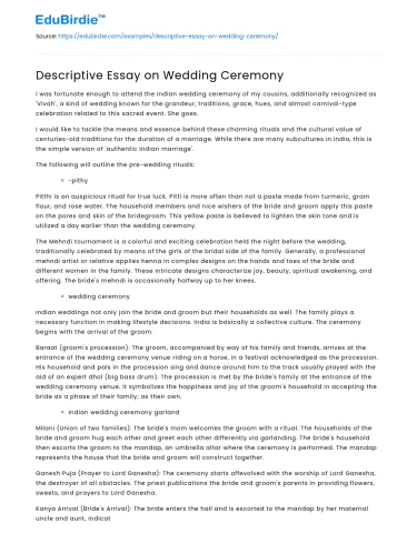 Descriptive Essay on Wedding Ceremony