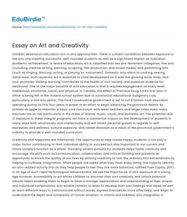 Essay on Art and Creativity