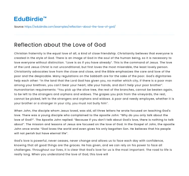 Reflection about the Love of God