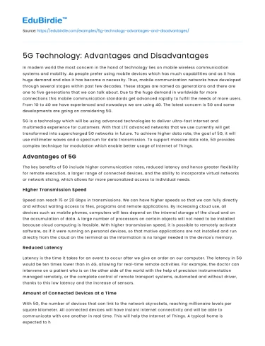 5G Technology: Advantages and Disadvantages