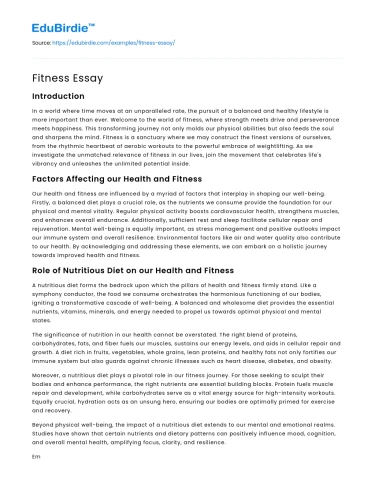 Fitness Essay