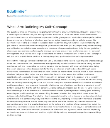 Who I Am: Defining My Self-Concept