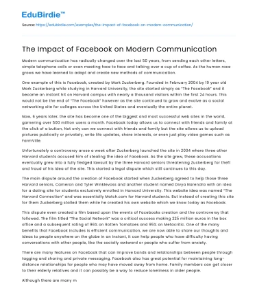 The Impact of Facebook on Modern Communication