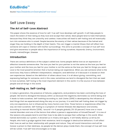 Self Love Essay