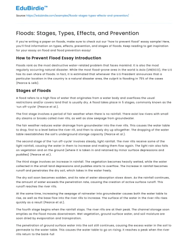 Floods: Stages, Types, Effects, and Prevention