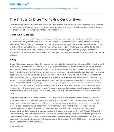 The Effects Of Drug Trafficking On Our Lives
