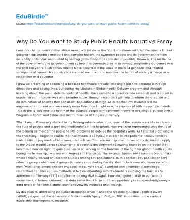 Why Do You Want to Study Public Health: Narrative Essay