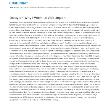 Essay on Why I Want to Visit Japan