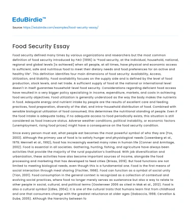 Food Security Essay