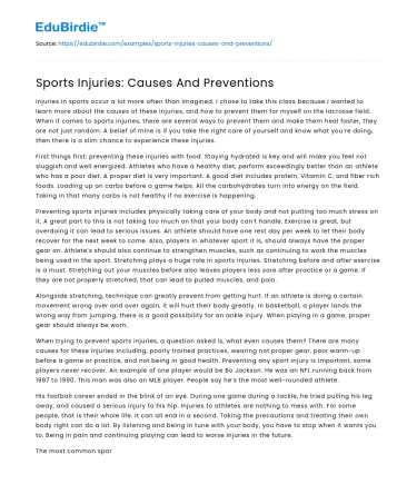 Sports Injuries: Causes And Preventions