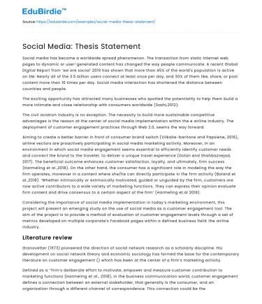 Social Media: Thesis Statement