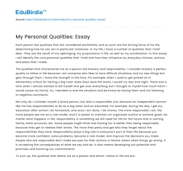 My Personal Qualities: Essay
