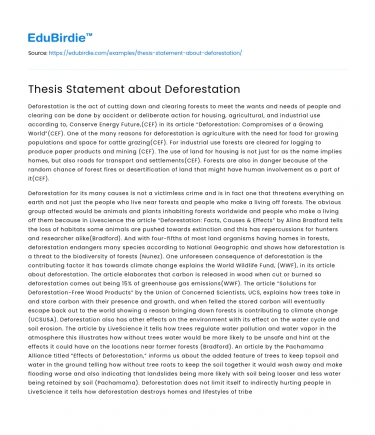 Thesis Statement about Deforestation