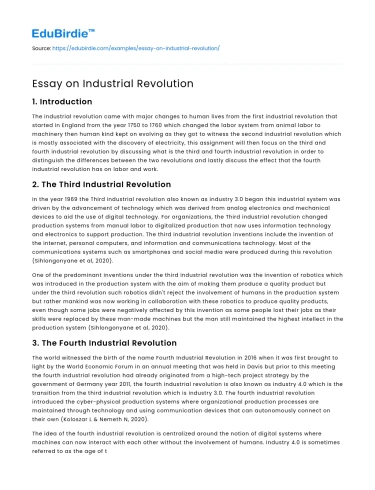 Essay on Industrial Revolution