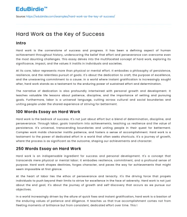 Hard Work as the Key of Success
