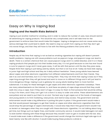 Essay on Why Is Vaping Bad