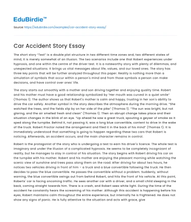 Car Accident Story Essay