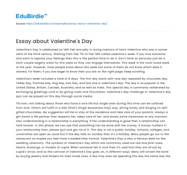 Essay about Valentine’s Day