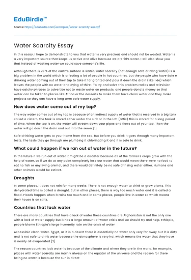 Water Scarcity Essay
