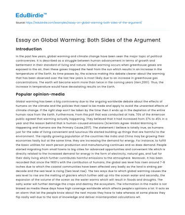 Essay on Global Warming: Both Sides of the Argument