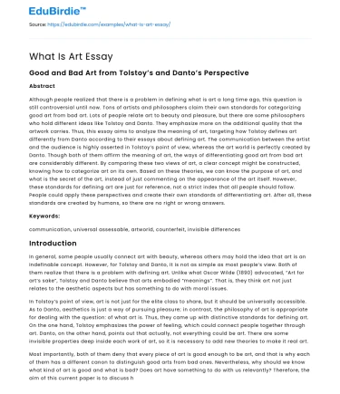 What Is Art Essay