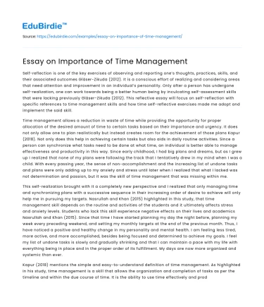 Essay on Importance of Time Management
