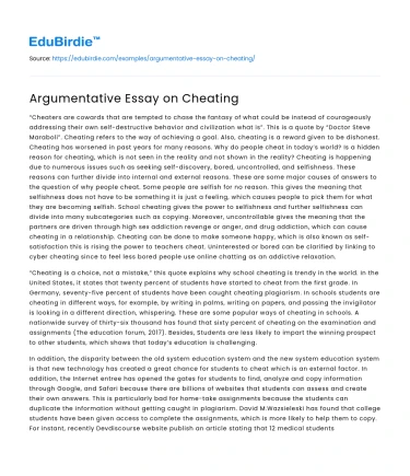 Argumentative Essay on Cheating
