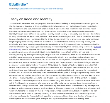 Essay on Race and Identity