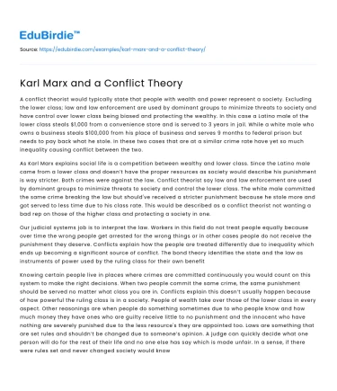 Karl Marx and a Conflict Theory
