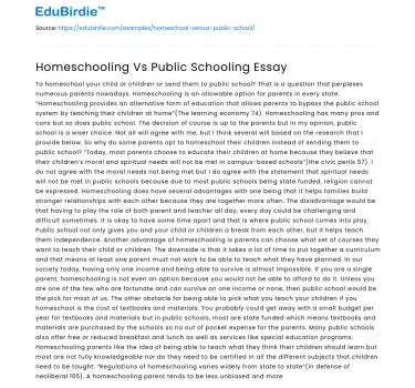 Homeschooling Vs Public Schooling Essay
