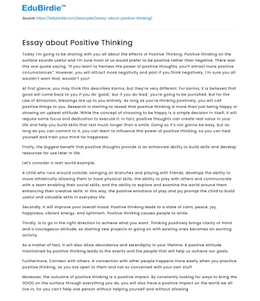 Essay about Positive Thinking