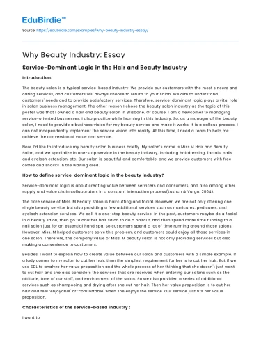 Why Beauty Industry: Essay