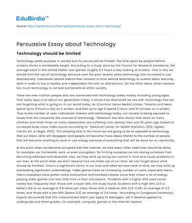Persuasive Essay about Technology