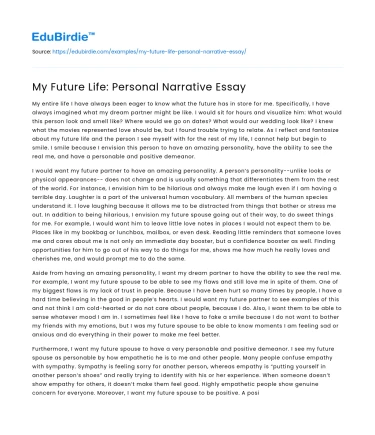 My Future Life: Personal Narrative Essay
