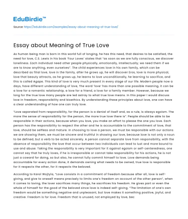 Essay about Meaning of True Love
