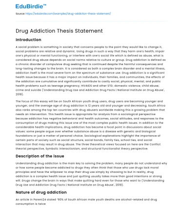 Drug Addiction Thesis Statement