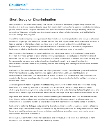 Short Essay on Discrimination