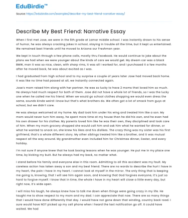 Describe My Best Friend: Narrative Essay